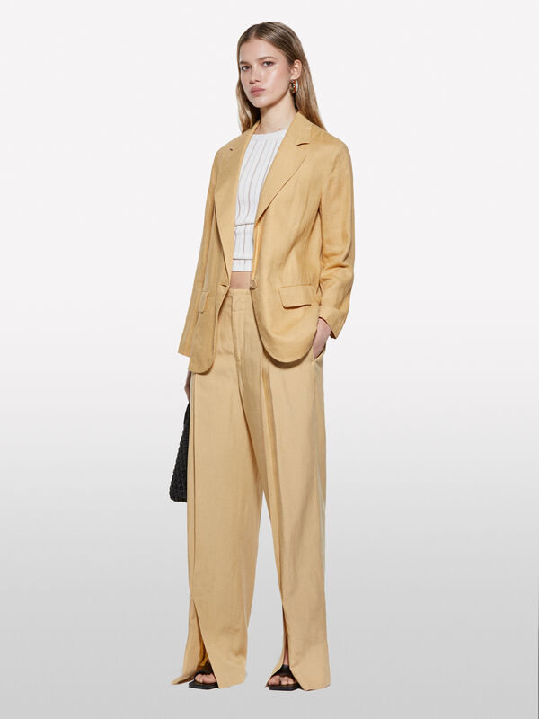 Blazer 100 % lin moutarde - blazers pour femme | Sisley