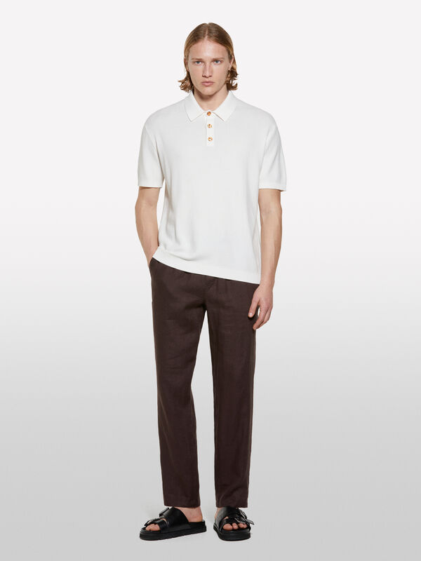 Polo en maille blanc crème Polo en maille blanc crème - polos pour homme | Sisley