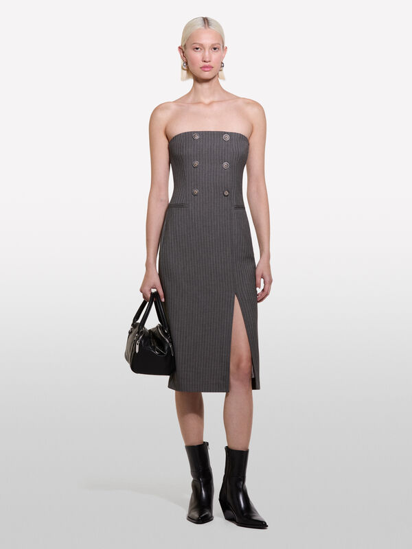 Robe bustier rayée - robes midi pour femme | Sisley