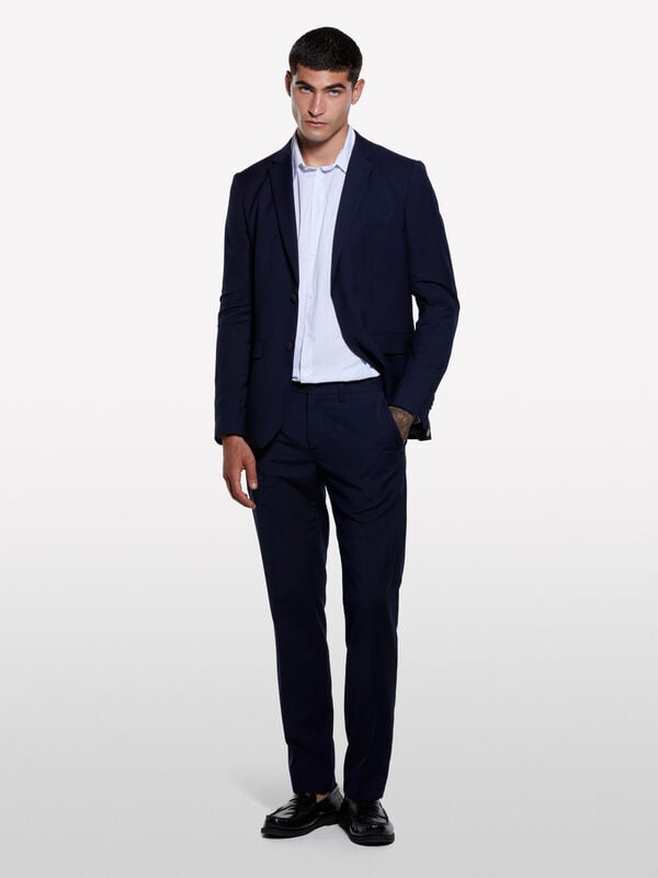 Pantalon élégant bleu foncé - pantalons slim pour homme | Sisley