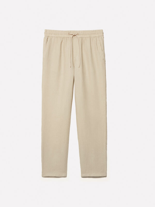 Pantalon de jogging sable 100 % lin Pantalon de jogging sable 100 % lin - pantalons de jogging pour homme | Sisley
