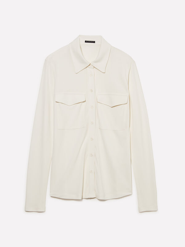 Chemise blanche crème avec poches - chemises pour femme | Sisley