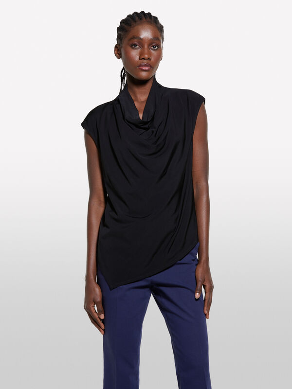 Black draped top - hauts pour femme | Sisley