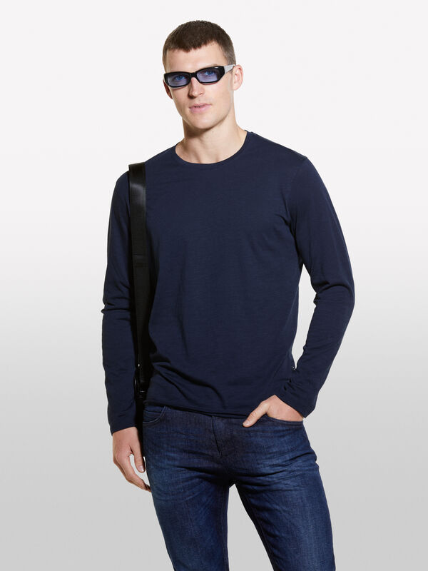 T-shirt ajusté 100 % coton - t-shirts à manches longues pour homme | Sisley
