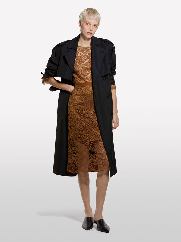Jupe en dentelle marron clair - jupes midi, jupes mi-longues femme | Sisley