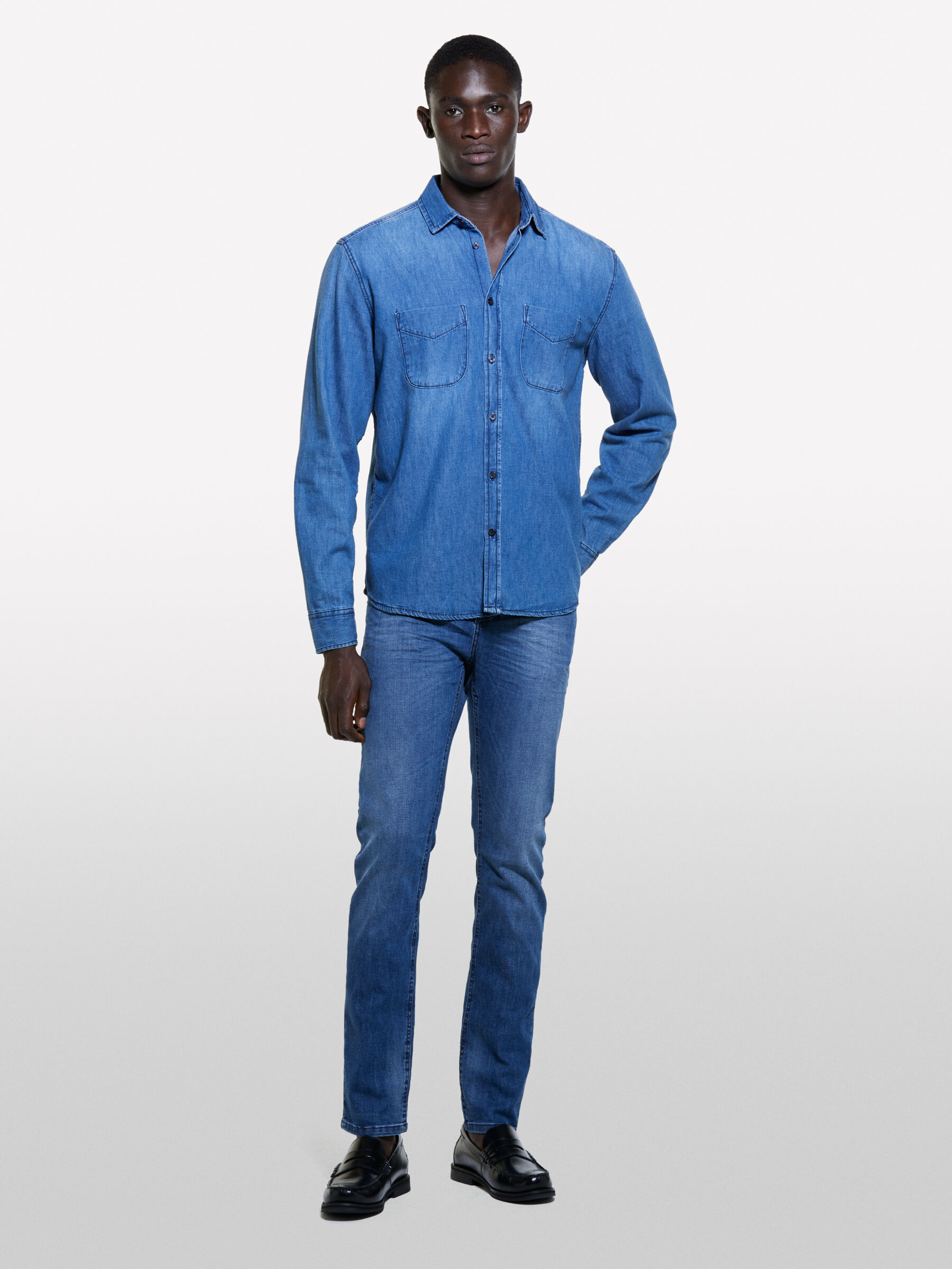 Chemise bleu jean homme clearance