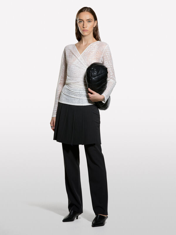 T-shirt croisé avec torchon - t-shirts à manches longues pour femme | Sisley