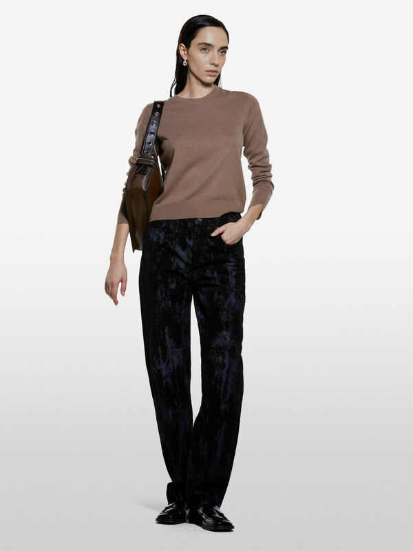 Pull ras du cou marron - pulls col rond pour femme | Sisley