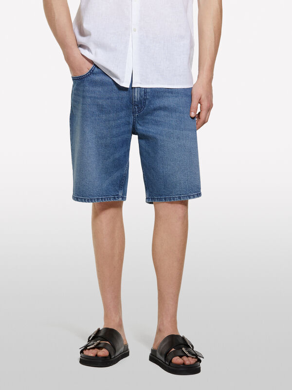 Bermuda en jean foncé - shorts en jeans pour homme | Sisley