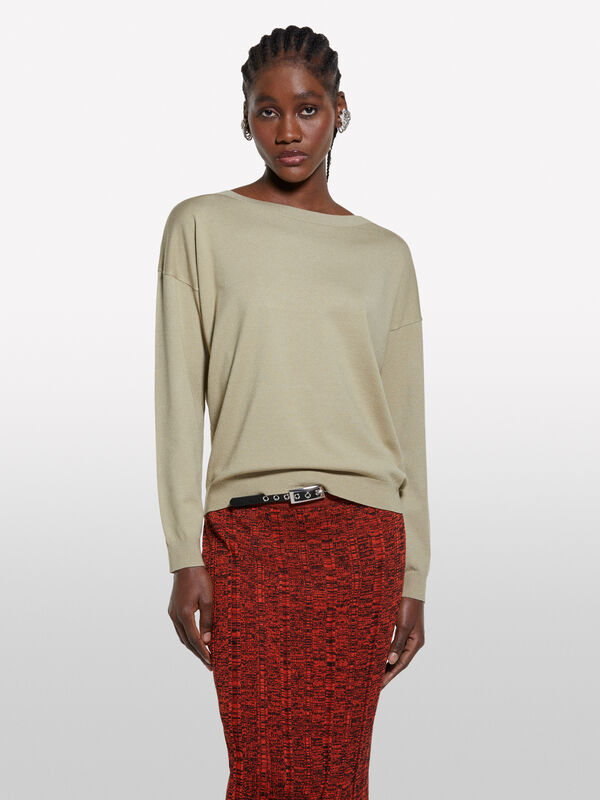 Pull vert militaire à encolure bateau - pulls à encolure bateau pour femme | Sisley