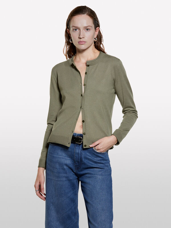 Cardigan coupe régulière vert militaire - cardigans pour femme | Sisley