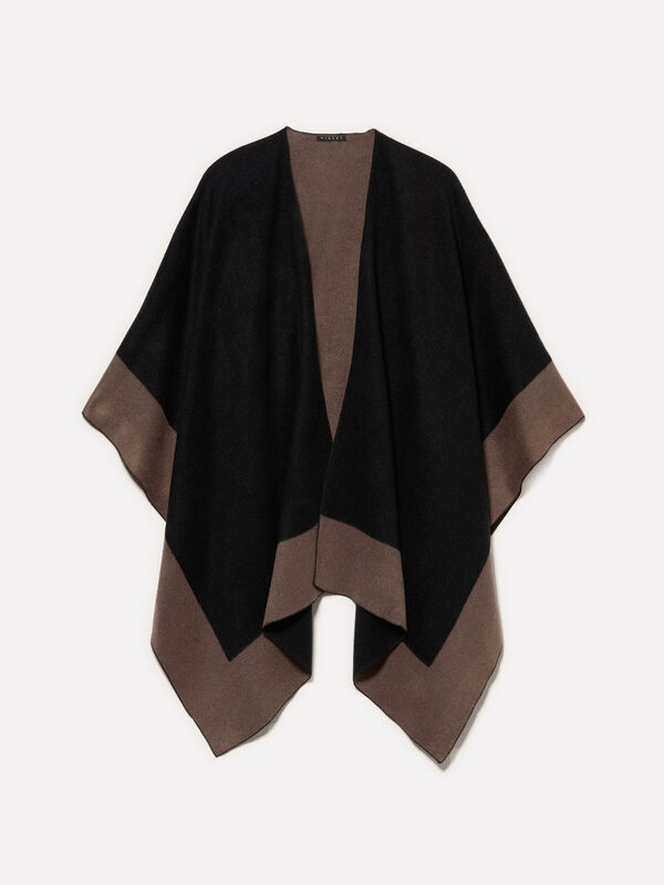 Capuche noire avec contraste - capes et ponchos pour femme | Sisley