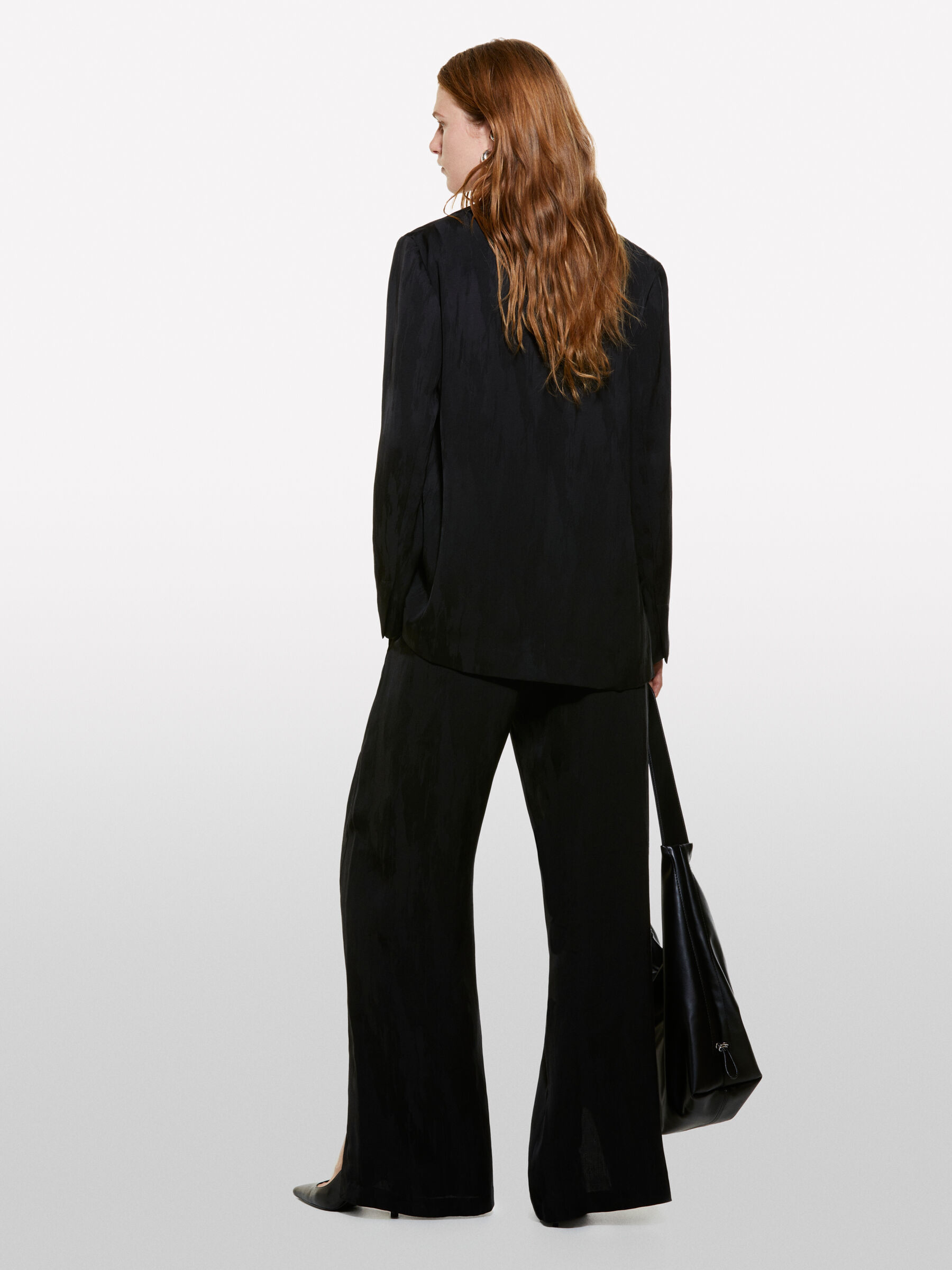 Pantalon fendu noir Noir Sisley
