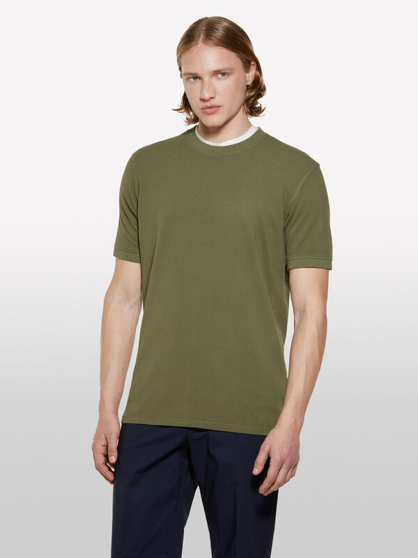 T-shirt vert militaire à manches courtes - t-shirts à manches courtes pour homme | Sisley