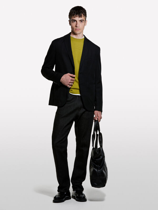 Pull &agrave; col rond en laine m&eacute;lang&eacute;e - pulls col rond pour homme | Sisley