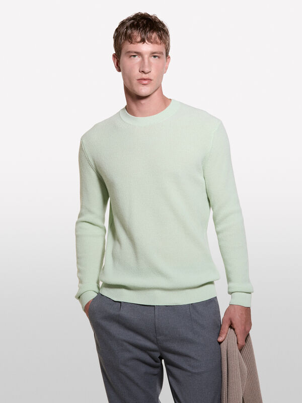 Pull vert clair à col rond - pulls col rond pour homme | Sisley