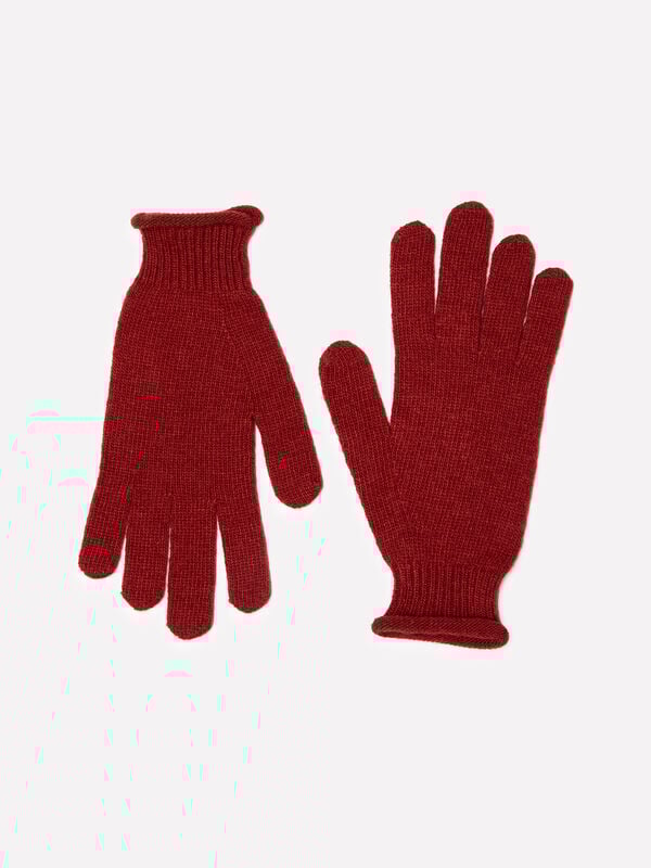 Gants en mélange de cachemire rouge brique Gants en mélange de cachemire rouge brique - gants pour femme | Sisley
