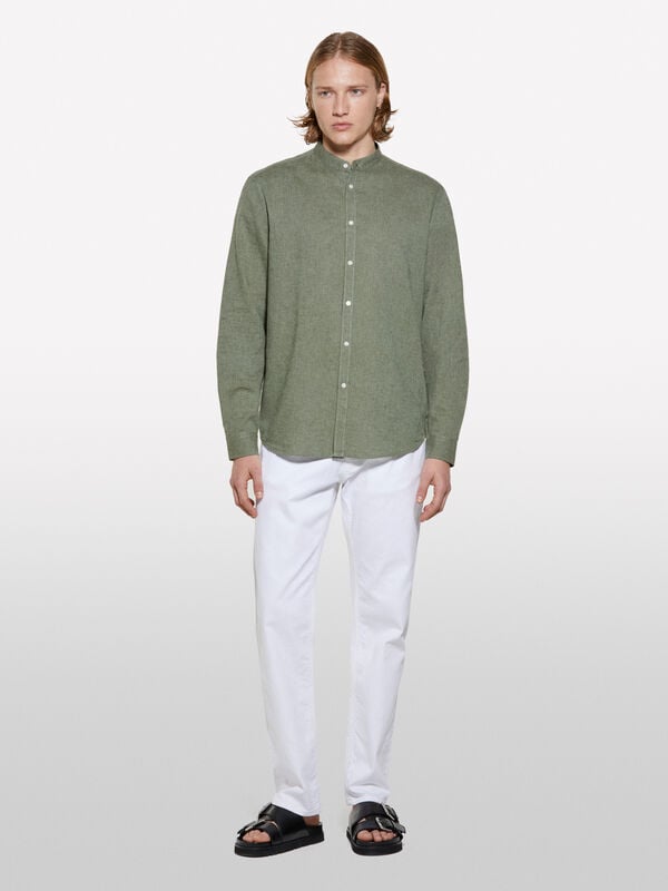 Chemise mandarine verte Chemise mandarine verte - chemises regular pour homme | Sisley