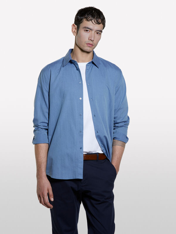 Chemise en coton bleu clair - chemises regular pour homme | Sisley
