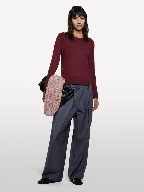 Pull ras du cou bordeaux - pulls col rond pour femme | Sisley