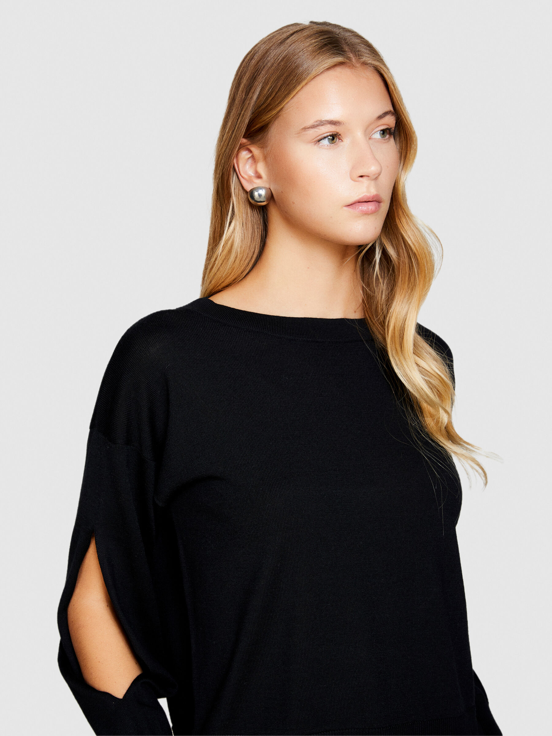 Pull fendu Noir Sisley