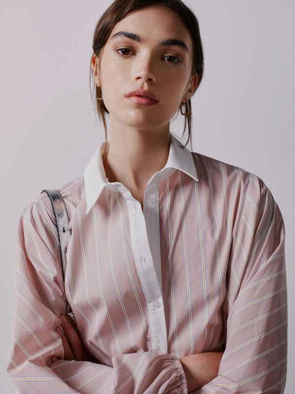 Chemise rayée rose avec contraste - chemises pour femme | Sisley