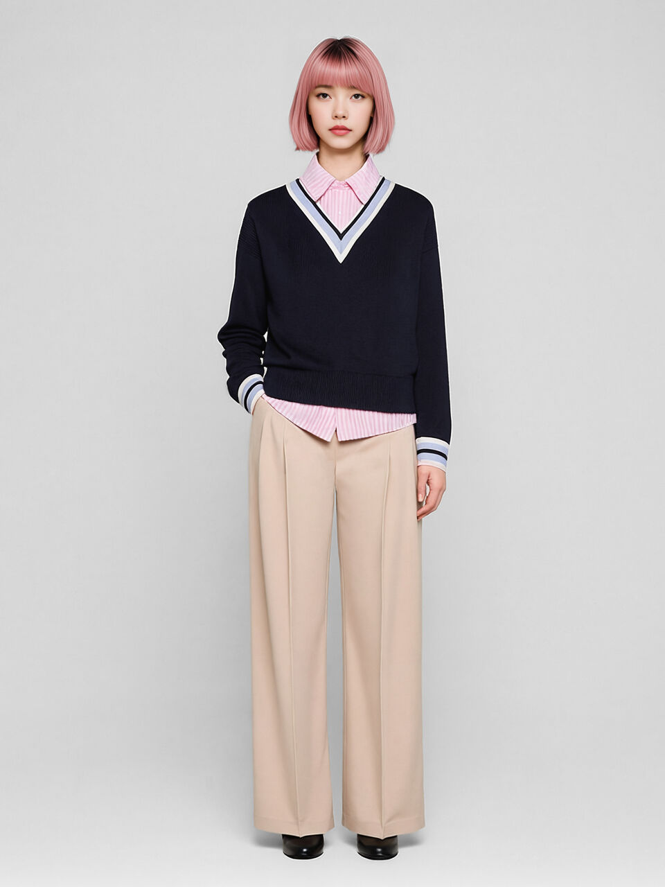 V NECK SWEATER L/S Femme image number null