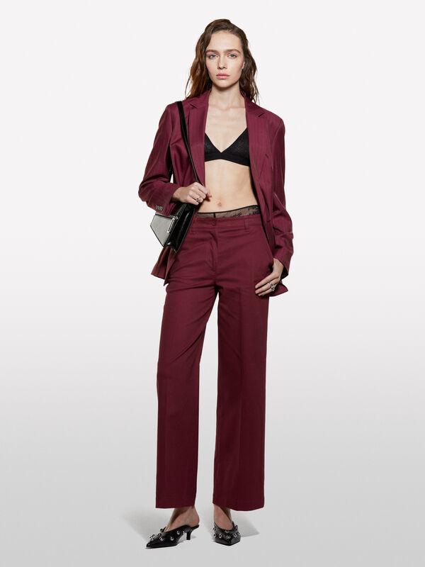 Pantalon bordeaux coupe large - pantalons palazzo pour femme | Sisley