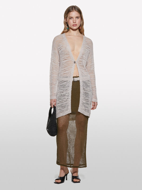 Gilet long beige - cardigans pour femme | Sisley