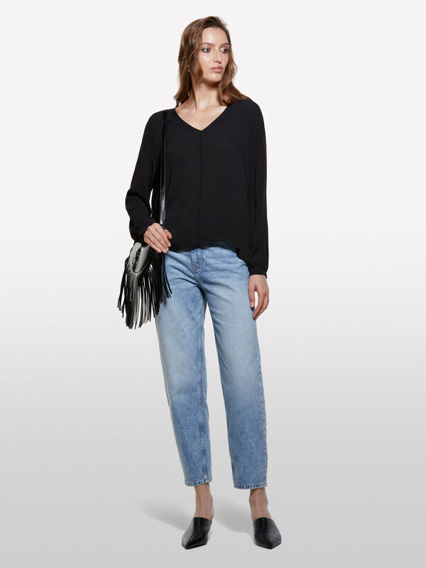 Chemisier noir oversize - blouses pour femme | Sisley