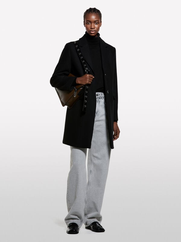Manteau midi noir - manteaux pour femme | Sisley