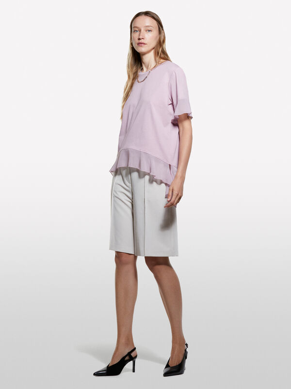 T-shirt rose à volants T-shirt rose à volants - t-shirts à manches courtes pour femme | Sisley