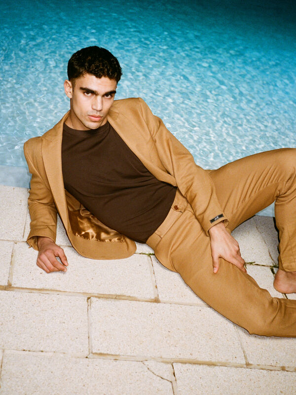 Blazer camel à simple boutonnage - blazers pour homme | Sisley