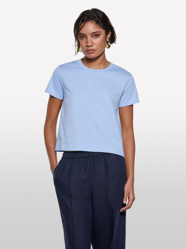 T-shirt coupe boxy bleu clair - t-shirts à manches courtes pour femme | Sisley