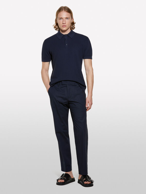 Polo en maille bleu foncé Polo en maille bleu foncé - polos pour homme | Sisley