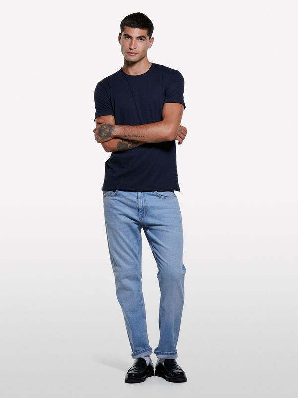 T-shirt slim à manches courtes bleu foncé - t-shirts à manches courtes pour homme | Sisley