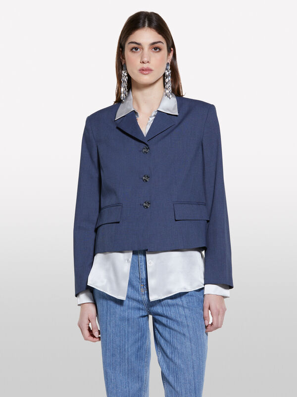 Veste courte bleu foncé Veste courte bleu foncé - blazers pour femme | Sisley