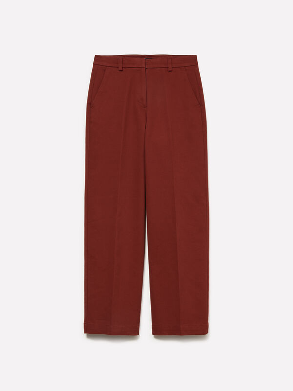 Pantalon taille haute rouge brique Pantalon taille haute rouge brique - pantalons regular pour femme | Sisley