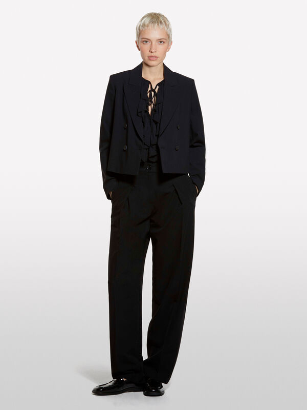 Pantalon palazzo noir à plis - pantalons palazzo pour femme | Sisley