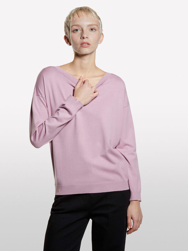 Pull col bateau mauve - pulls à encolure bateau pour femme | Sisley