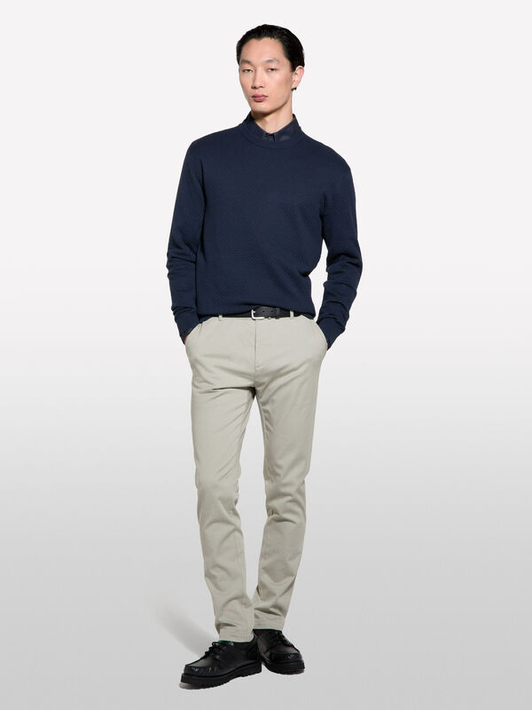 Pull bleu foncé à col rond - pulls col rond pour homme | Sisley