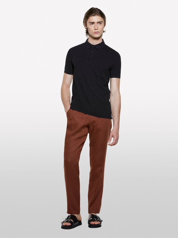 Polo noir 100 % coton Polo noir 100 % coton - polos pour homme | Sisley