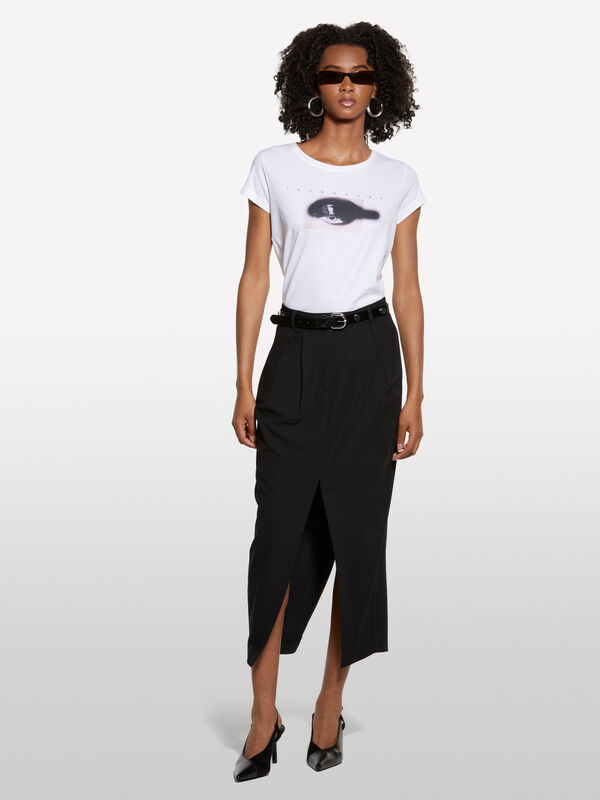 T-shirt blanc avec imprimé yeux T-shirt blanc avec imprimé yeux - t-shirts à manches courtes pour femme | Sisley