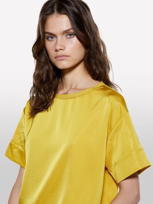 Blouse jaune moutarde à manches courtes - blouses pour femme | Sisley