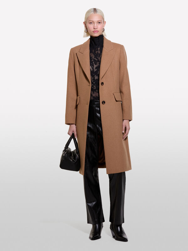 Manteau ajusté camel - manteaux pour femme | Sisley