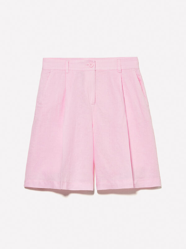Bermuda rose en 100% lin Bermuda rose en 100% lin - shorts pour femme | Sisley
