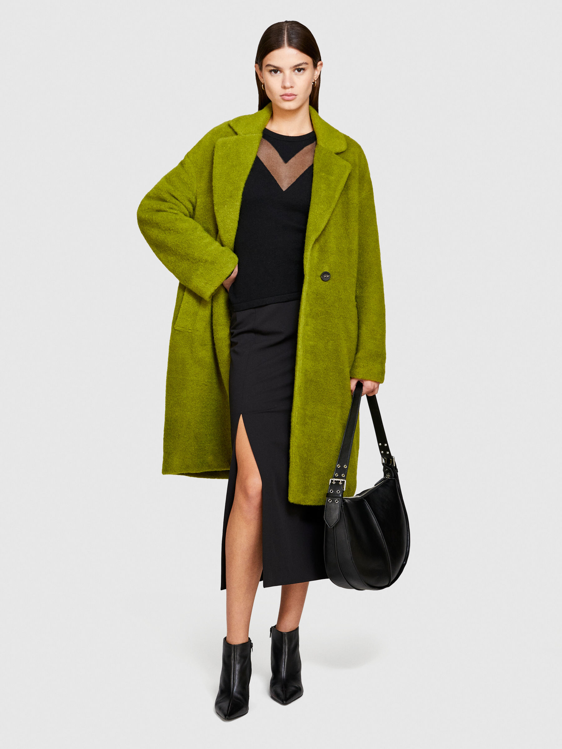 Manteau teddy Vert olive Sisley