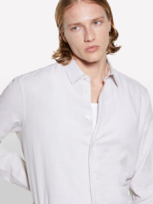 Chemise beige en lin mélangé - chemises regular pour homme | Sisley