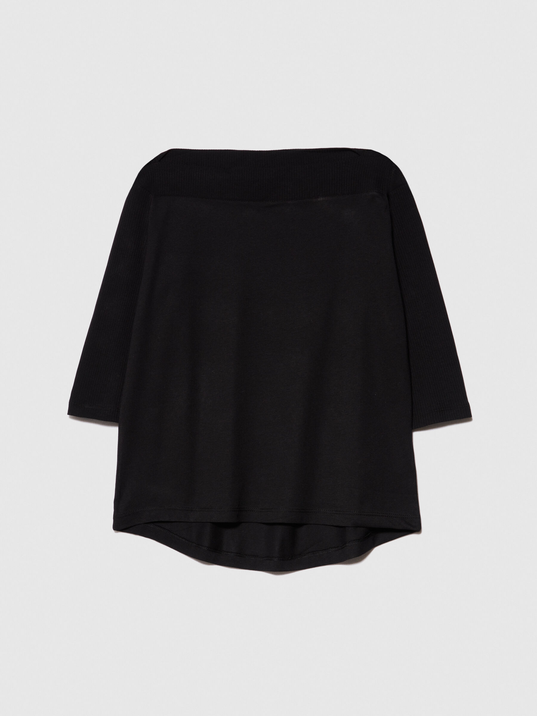 T shirt bas arrondi Noir Sisley
