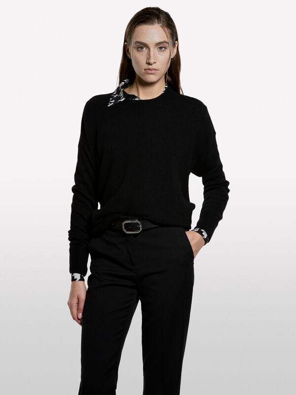 Pull en laine mélangée à encolure bateau - pulls à encolure bateau pour femme | Sisley